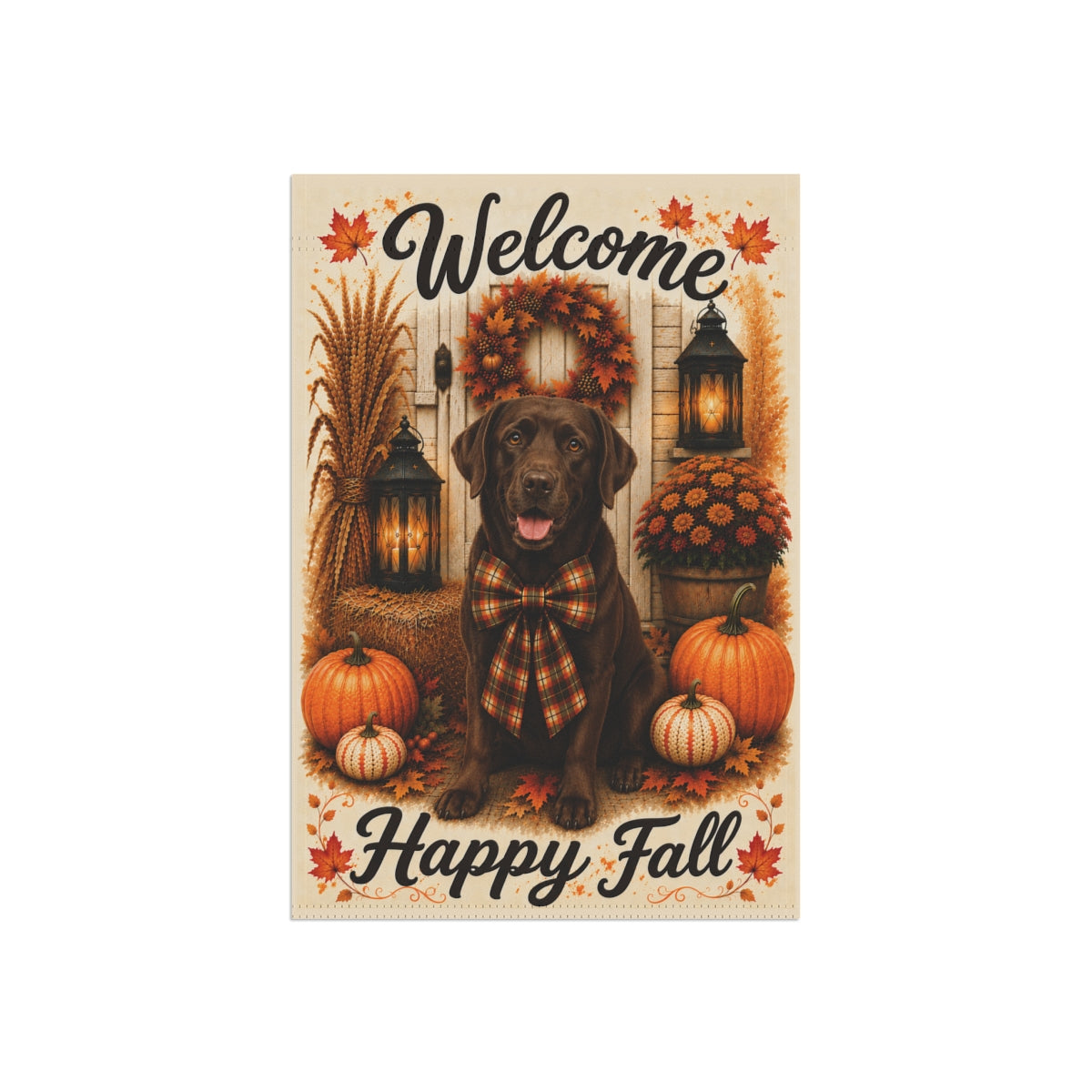 Chocolate Lab Welcome Fall Garden Flag, Autumn Labrador Porch Decor, Chocolate Labrador Gift