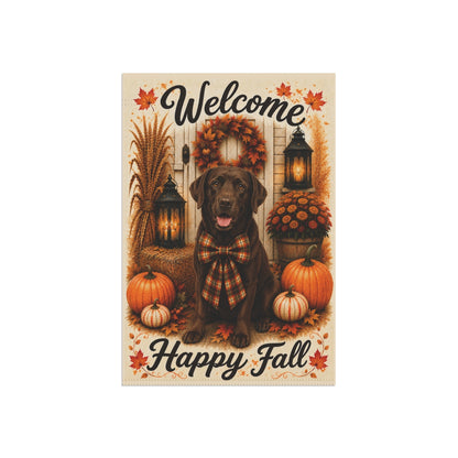 Chocolate Lab Welcome Fall Garden Flag, Autumn Labrador Porch Decor, Chocolate Labrador Gift