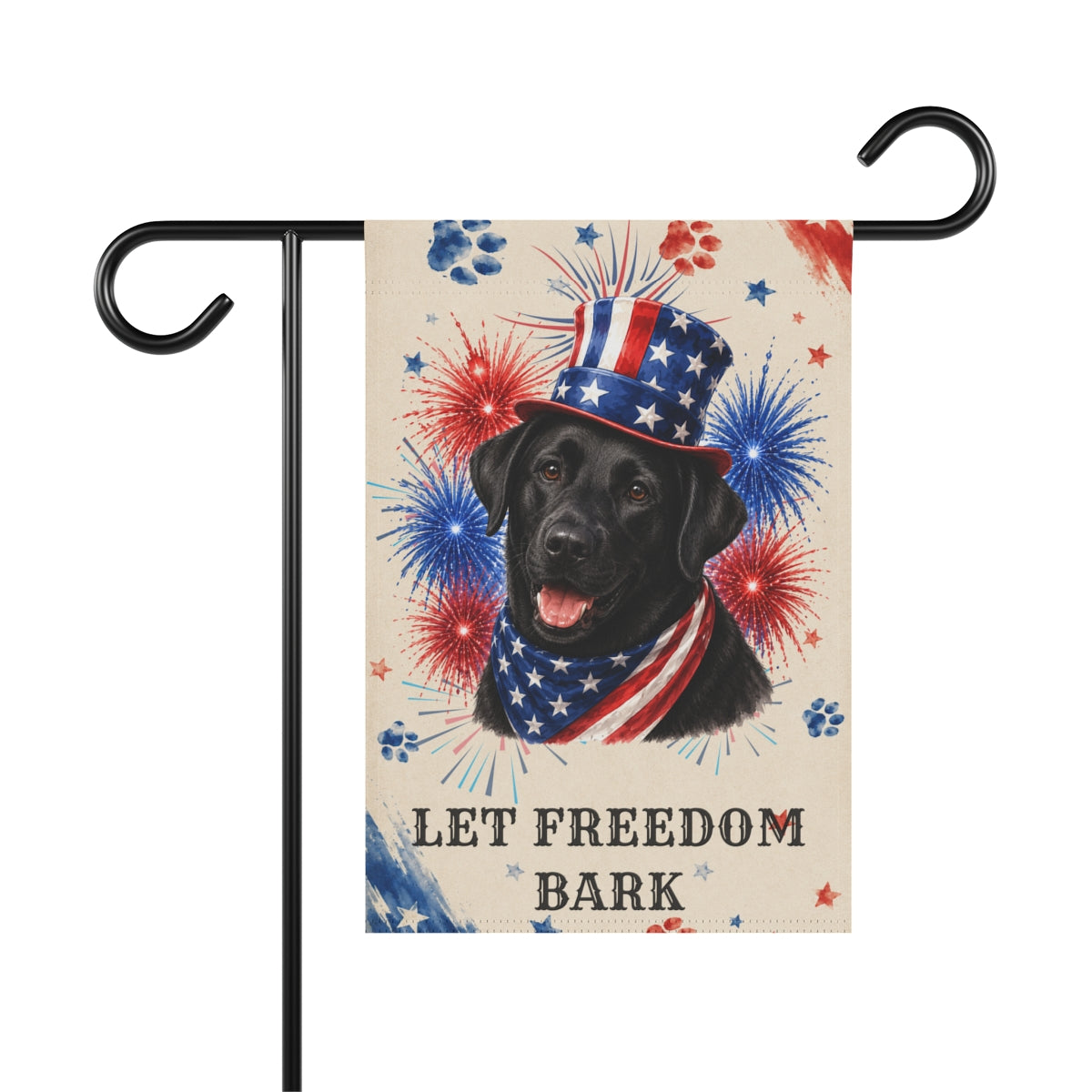Patriotic Black Lab Garden Flag, Let Freedom Bark