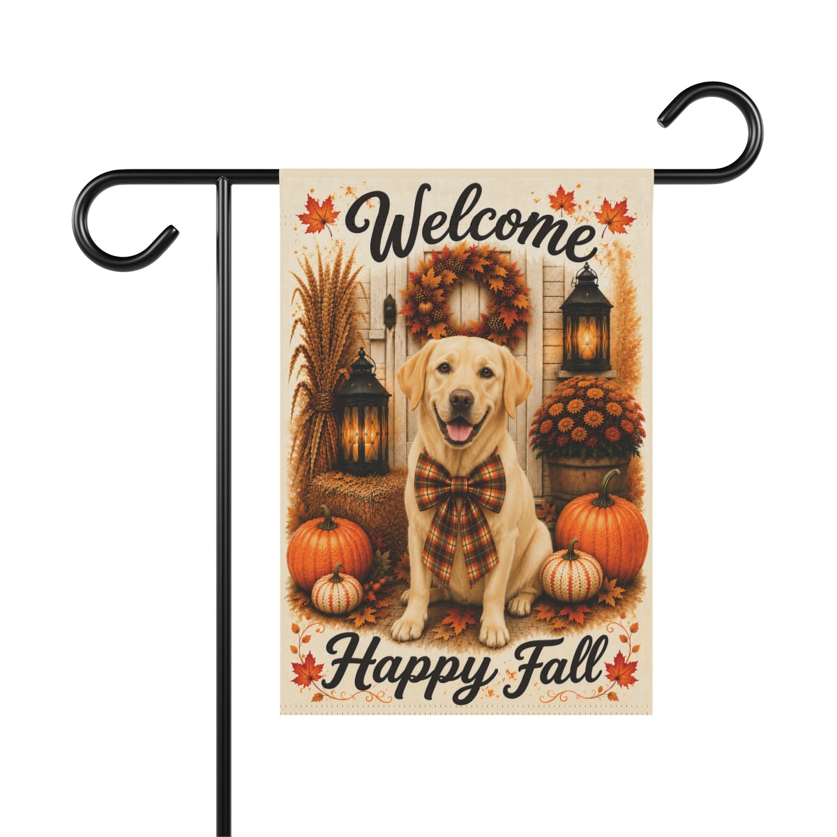 Yellow Lab Welcome Fall Garden Flag, Autumn Labrador Porch Decor, Yellow Labrador Gift