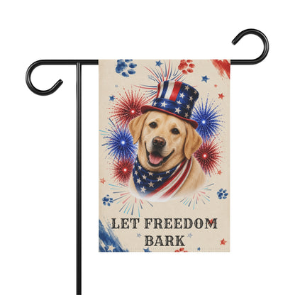 Patriotic Yellow Lab Garden Flag, Let Freedom Bark
