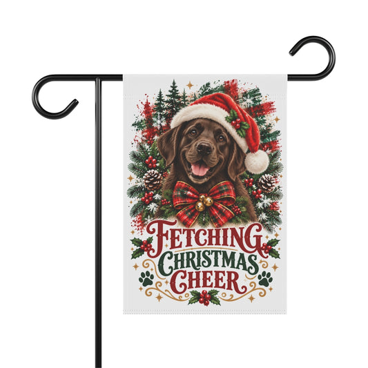 Chocolate Lab Christmas Garden Flag, Fetching Christmas Cheer