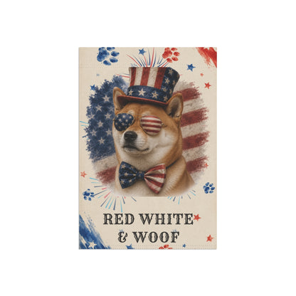 Patriotic Red Shiba Inu Garden Flag, Red White and Woof