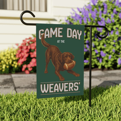 Personalized Chocolate Lab Garden Flag, Game Day Football Yard Decor Gift