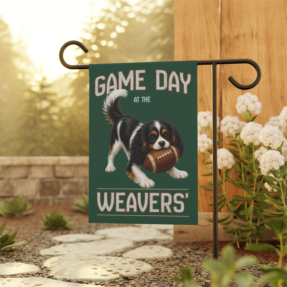 Personalized Tricolor Cavalier Garden Flag, Game Day Football Yard Decor Gift