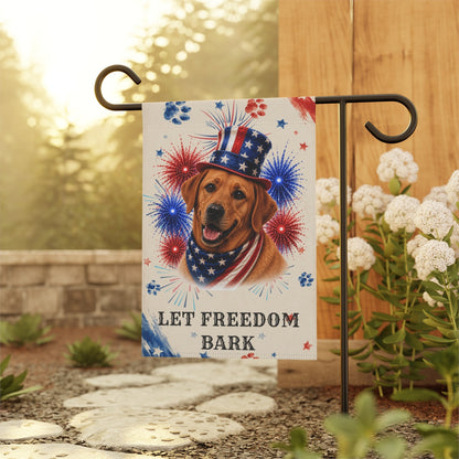 Patriotic Fox Red Lab Garden Flag, Let Freedom Bark