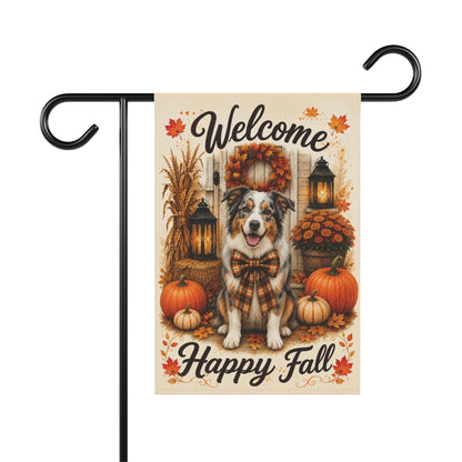 Australian Shepherd Welcome Fall Garden Flag, Autumn Dog Porch Decor, Aussie Lover Gift