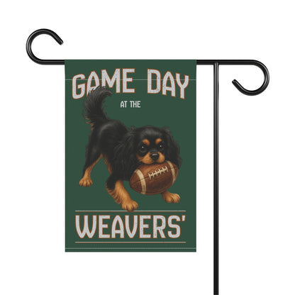 Personalized Black & Tan Cavalier Garden Flag, Game Day Football Yard Decor Gift
