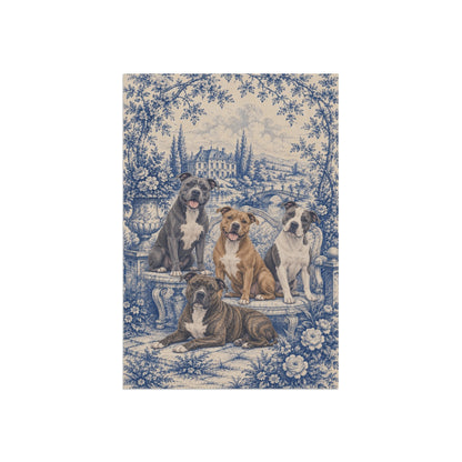 Pit Bull Garden Flag, Blue Toile Pittie Yard Decor, Pitbull Mom Gift, Garden Banner