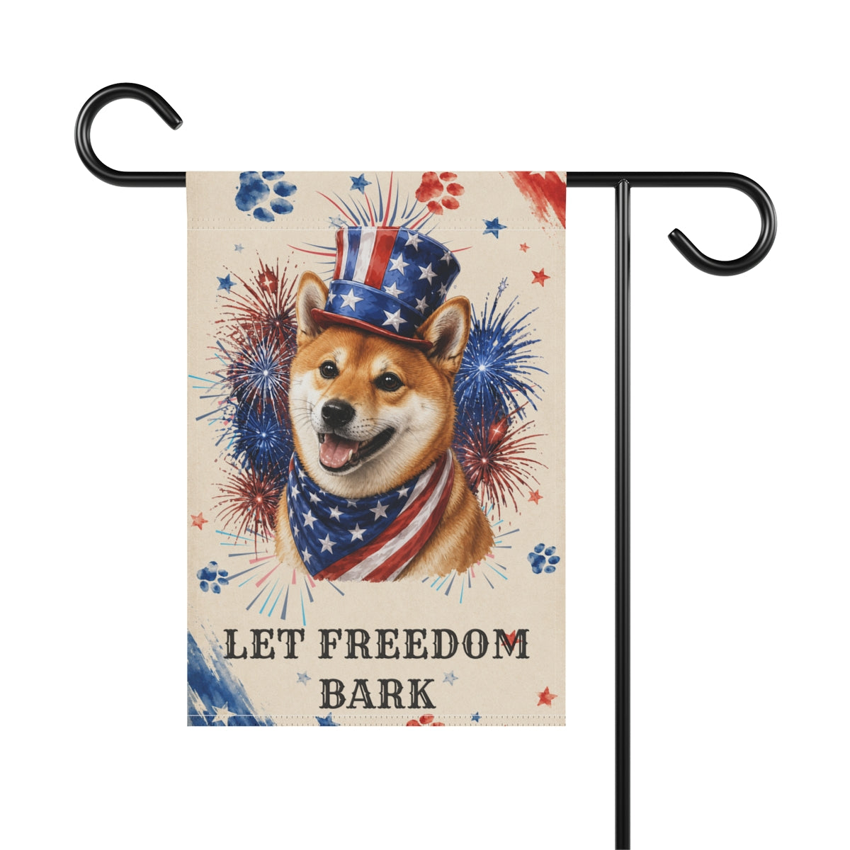 Patriotic Red Shiba Inu Garden Flag, Let Freedom Bark
