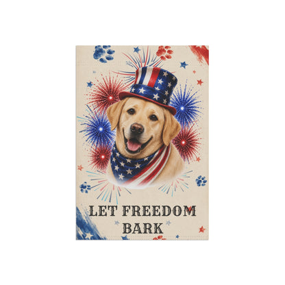 Patriotic Yellow Lab Garden Flag, Let Freedom Bark