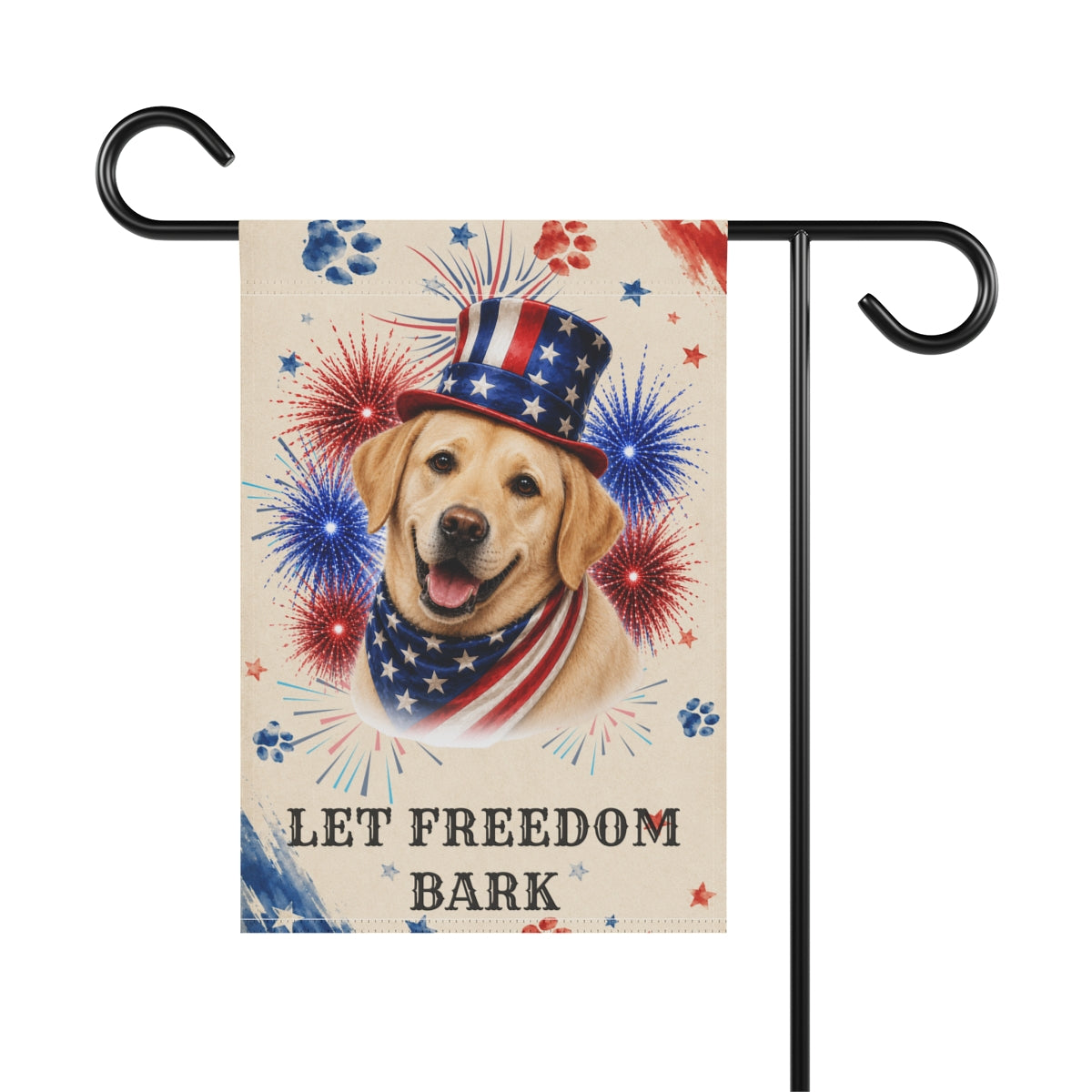 Patriotic Yellow Lab Garden Flag, Let Freedom Bark