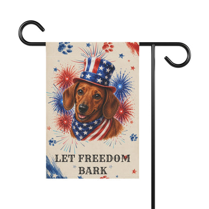 Patriotic Red Dachshund Garden Flag, Let Freedom Bark