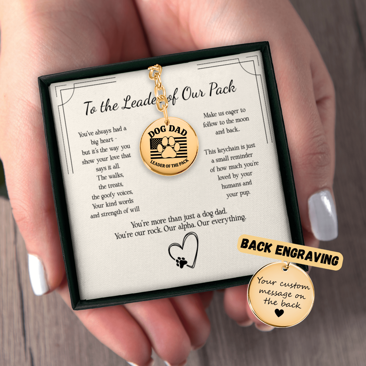 Personalized Dog Dad Leader of the Pack Keychain