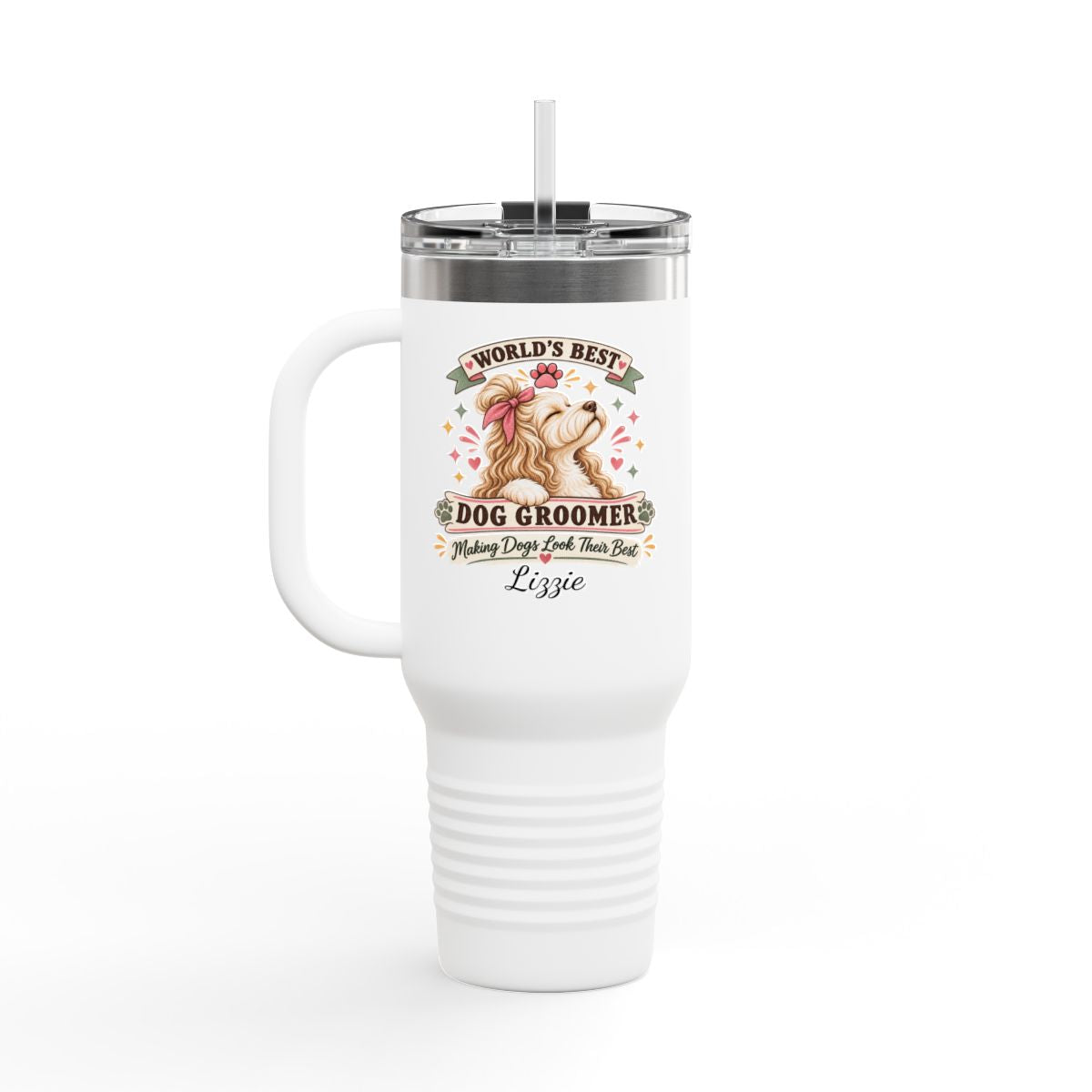 Personalized Dog Groomer Tumbler, 40oz Travel Mug, Pet Groomer Gift, Custom Groomer Cup