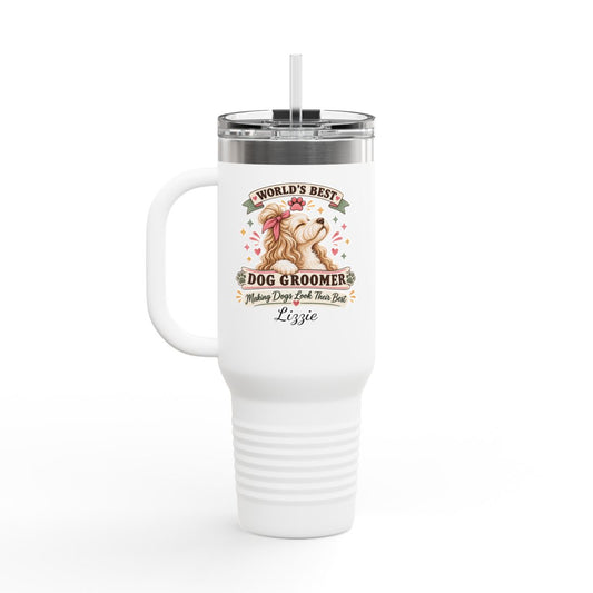 Personalized Dog Groomer Tumbler, 40oz Travel Mug, Pet Groomer Gift, Custom Groomer Cup