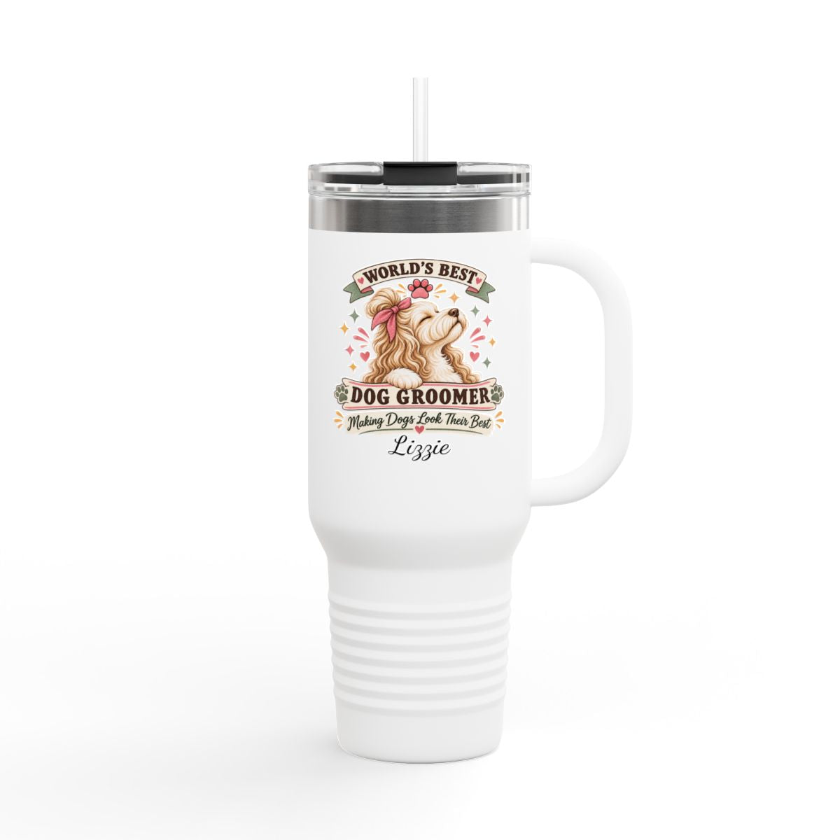 Personalized Dog Groomer Tumbler, 40oz Travel Mug, Pet Groomer Gift, Custom Groomer Cup