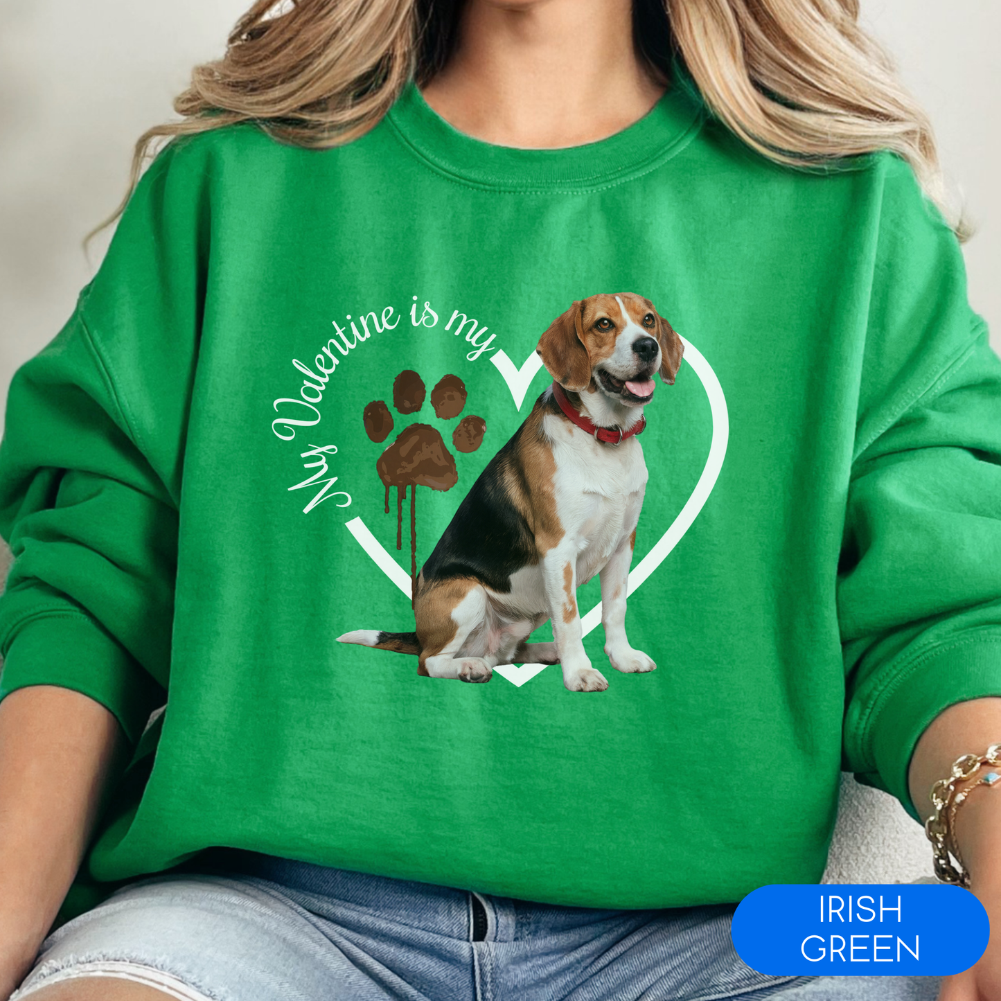 Valentine Beagle Sweatshirt, Beagle Mom, Valentine Heart Dog Sweatshirt, Valentine Dog, Gift for Dog Lover, Beagle