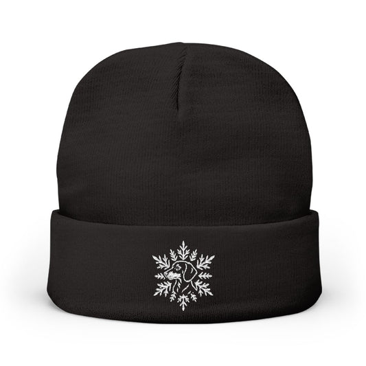 Dachshund Embroidered Snowflake Beanie