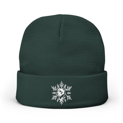 Pitbull Beanie, Embroidered Pit Bull Snowflake Winter Hat, Pitbull Lover Gift, Dog Mom Beanie