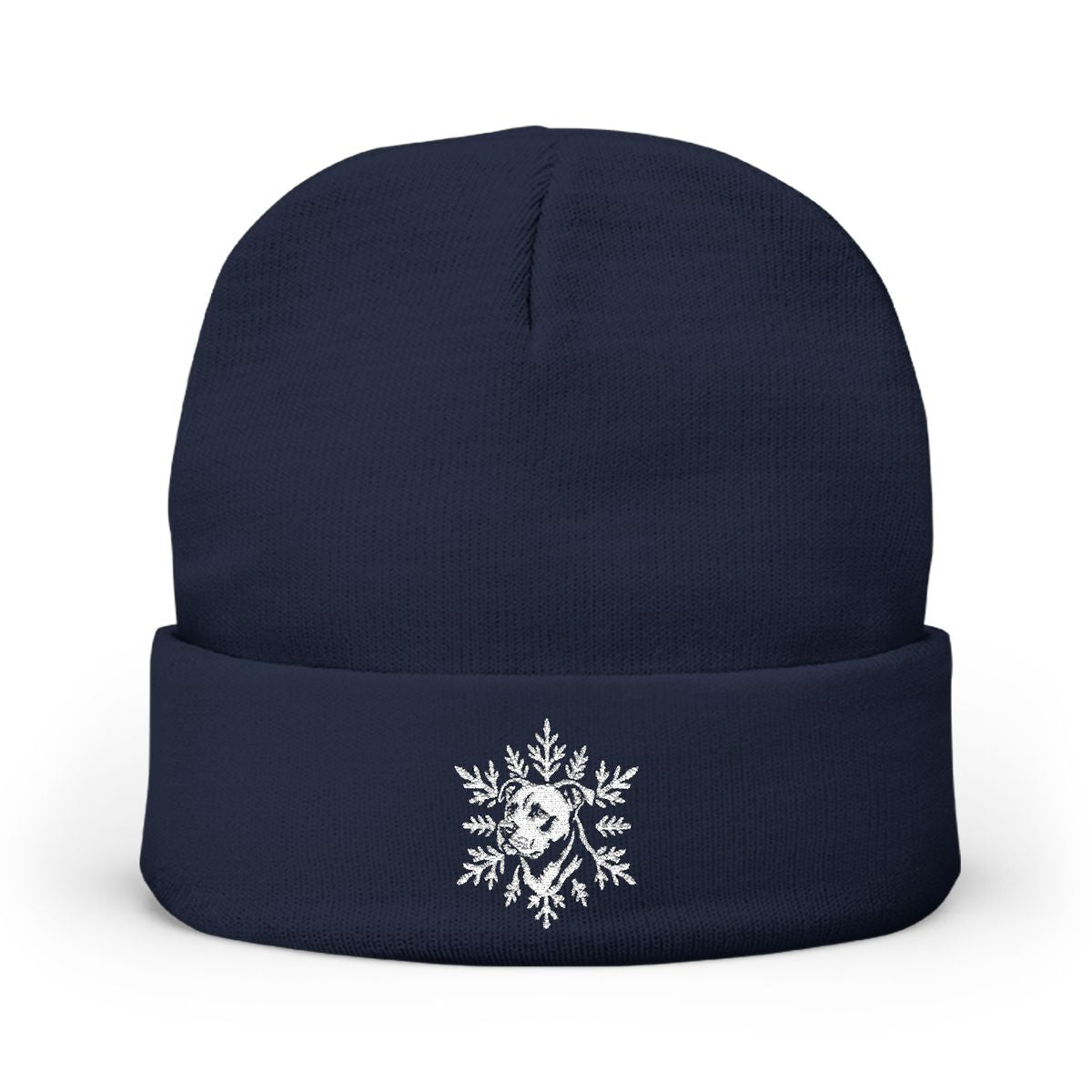 Pitbull Beanie, Embroidered Pit Bull Snowflake Winter Hat, Pitbull Lover Gift, Dog Mom Beanie