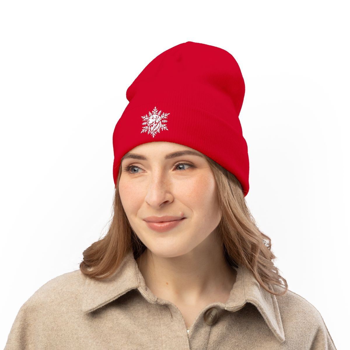 Golden Retriever Beanie, Embroidered Dog Snowflake Winter Hat, Golden Retriever Lover Gift