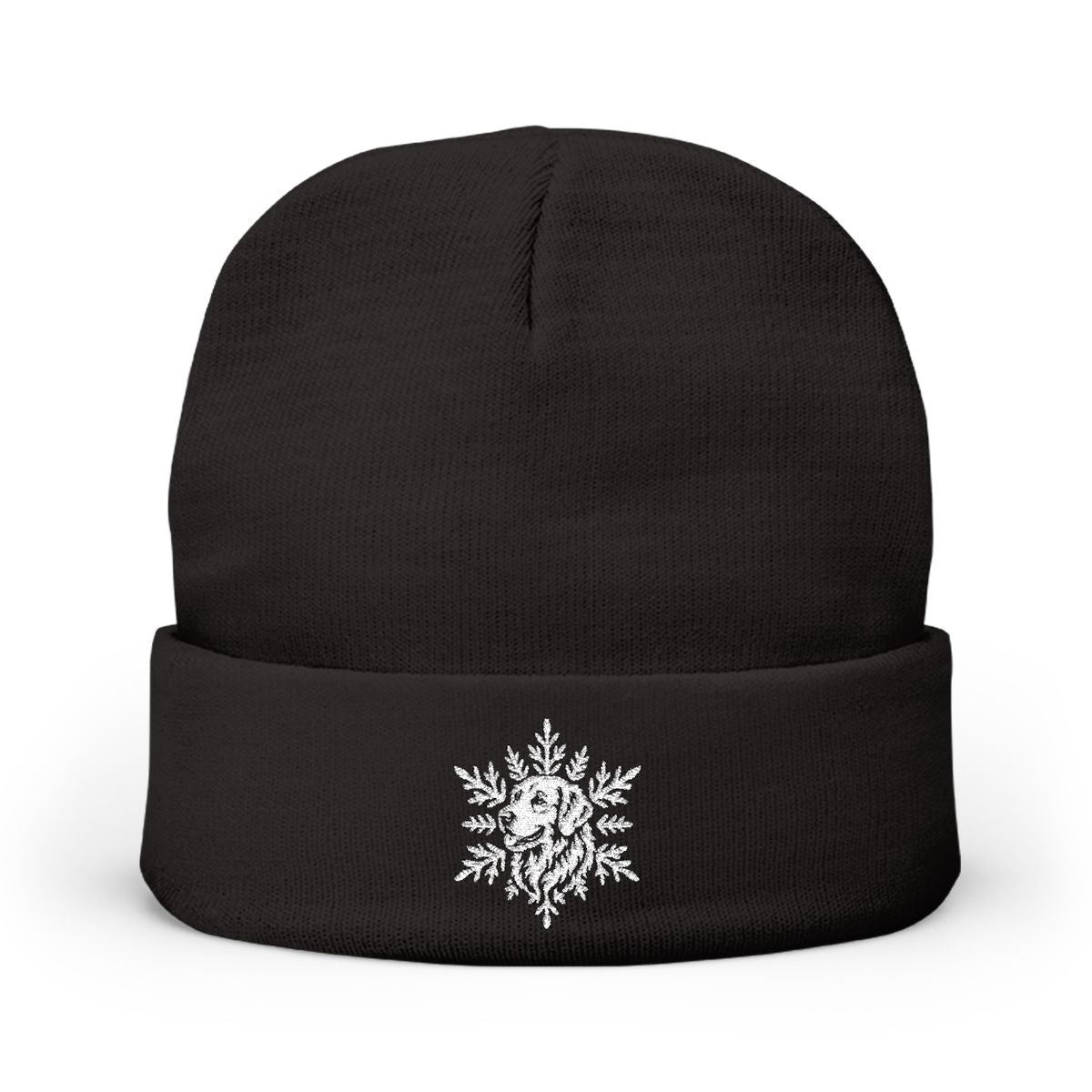 Golden Retriever Beanie, Embroidered Dog Snowflake Winter Hat, Golden Retriever Lover Gift
