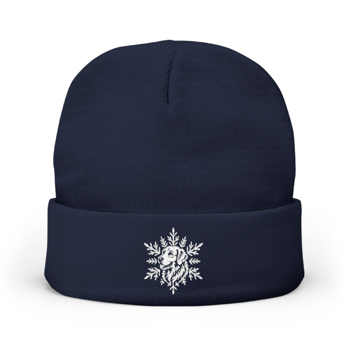 Golden Retriever Beanie, Embroidered Dog Snowflake Winter Hat, Golden Retriever Lover Gift