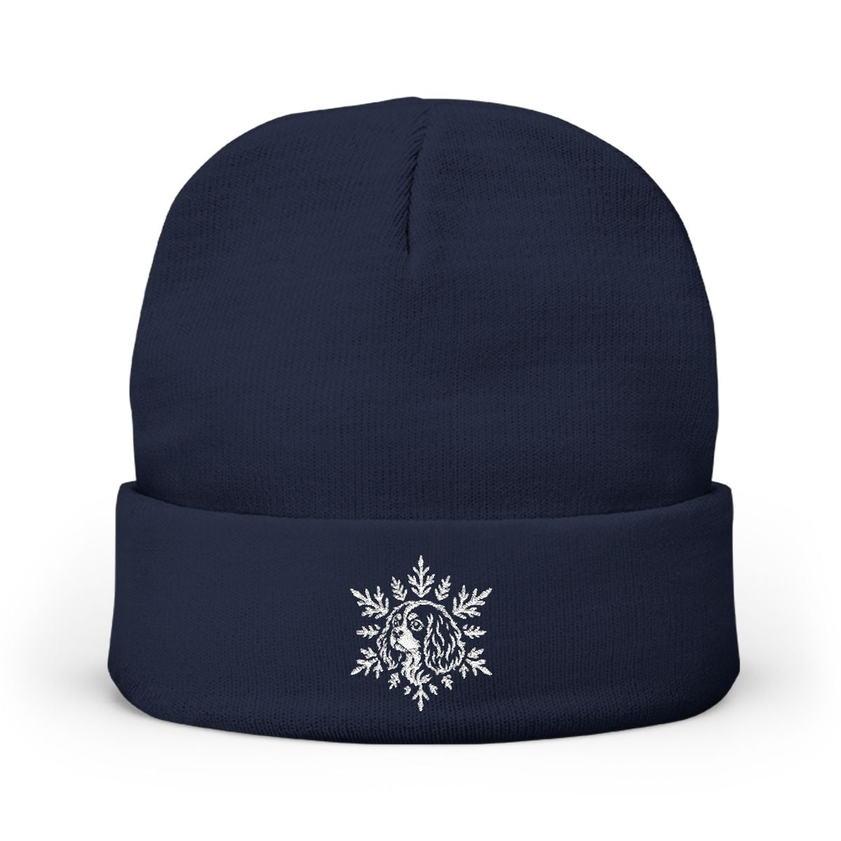 Cavalier King Charles Spaniel Beanie, Embroidered Dog Snowflake Winter Hat, Cavalier Lover Gift