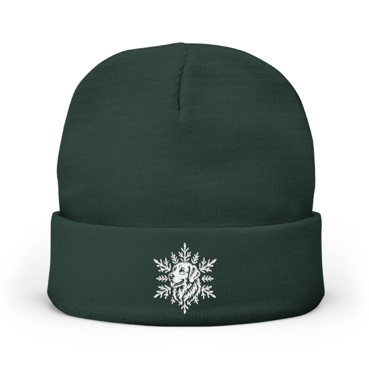 Golden Retriever Beanie, Embroidered Dog Snowflake Winter Hat, Golden Retriever Lover Gift