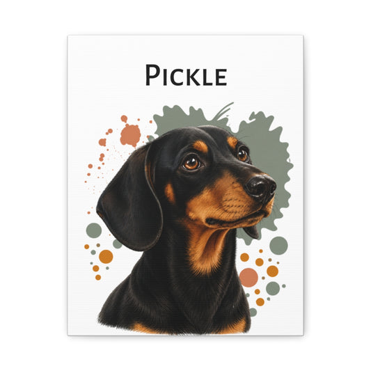 Personalized Black Tan Dachshund Canvas, Custom Dog Name Portrait, Doxie Lover Gift, Wiener Dog Art