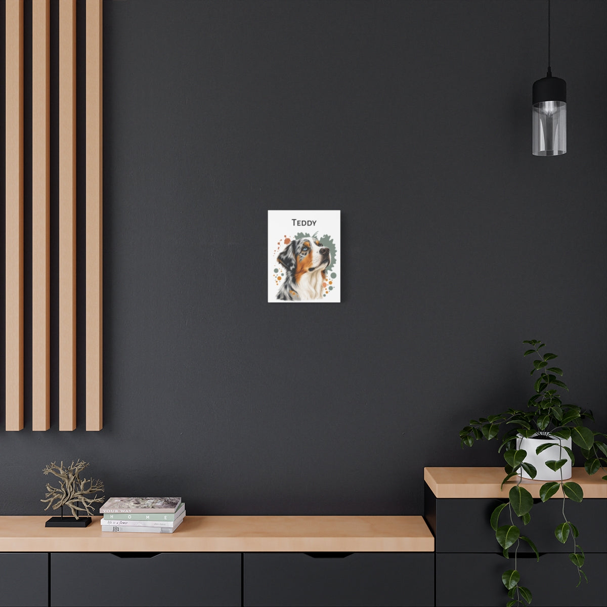 Personalized Australian Shepherd Canvas, Custom Dog Name Portrait, Aussie Dog Lover Gift, Pet Wall Art