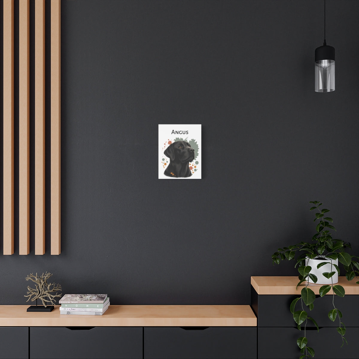 Personalized Black Labrador Canvas, Black Lab Wall Art with Custom Name