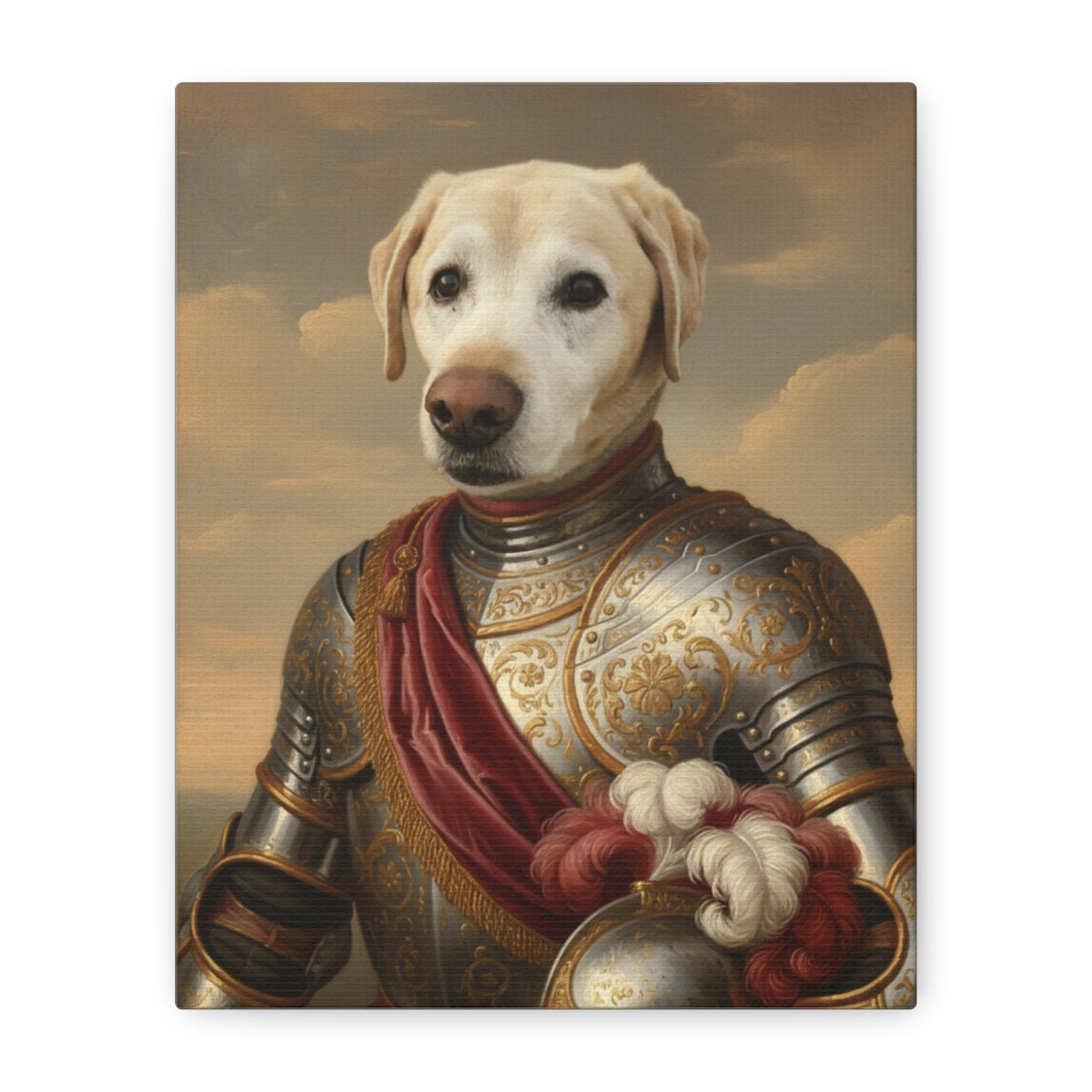 Personalized Dog Knight Portrait, Custom Pet Armor Canvas