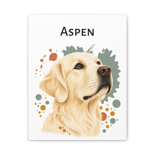 Personalized English Cream Golden Retriever Canvas, Custom Dog Name Portrait, Golden Retriever Lover Gift