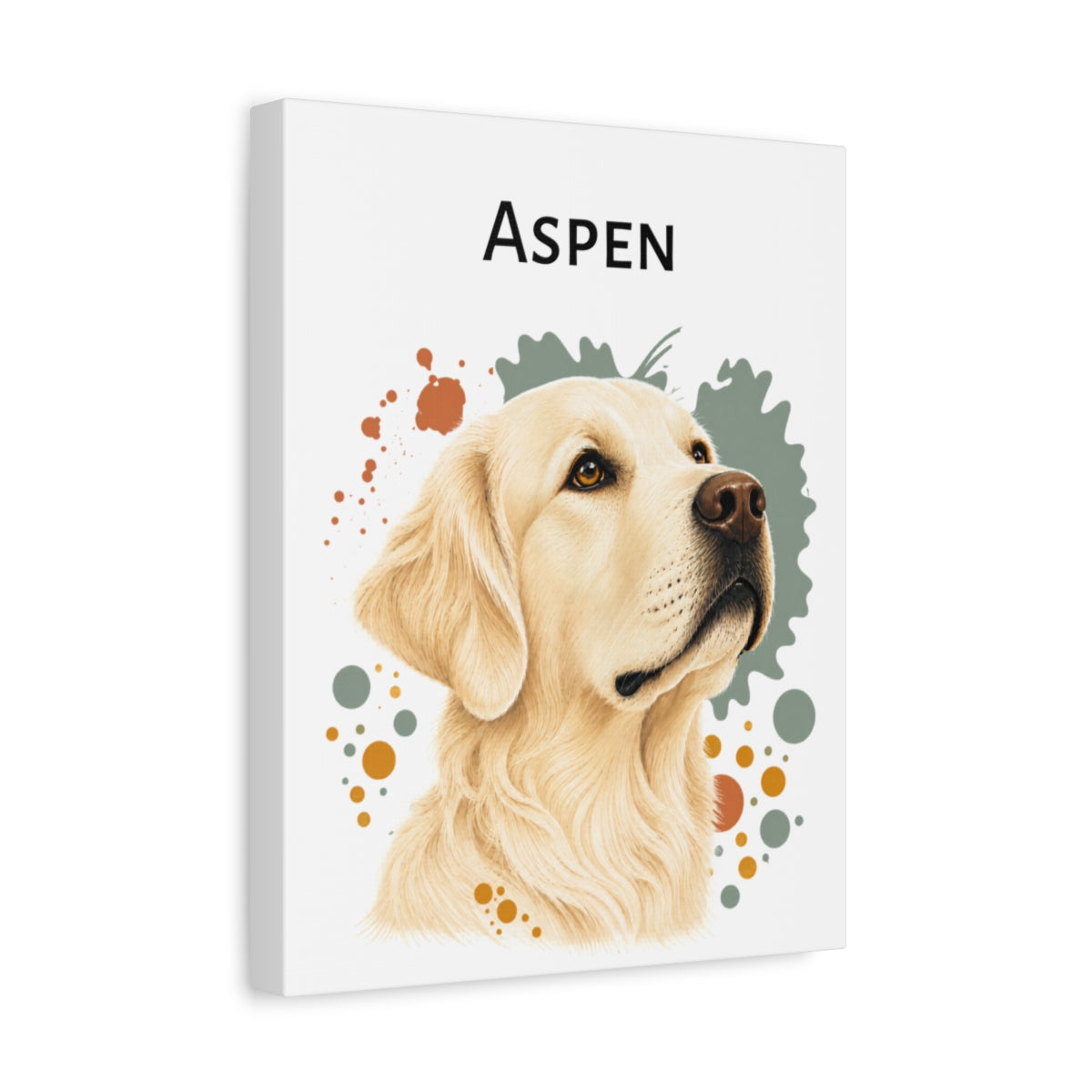 Personalized English Cream Golden Retriever Canvas, Custom Dog Name Portrait, Golden Retriever Lover Gift