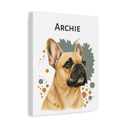 Personalized French Bulldog Canvas, Custom Dog Name Portrait, Frenchie Lover Gift, Dog Wall Art