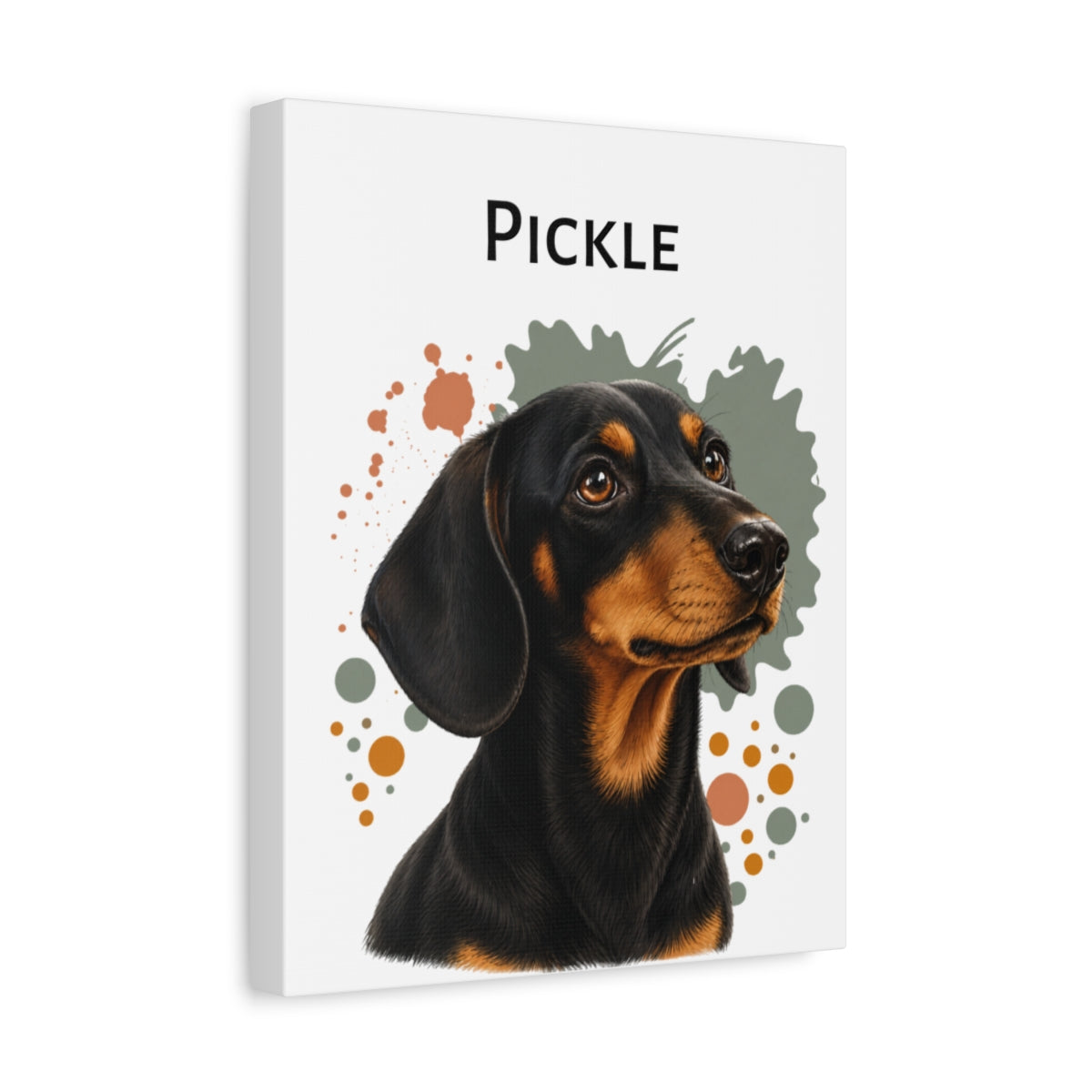Personalized Black Tan Dachshund Canvas, Custom Dog Name Portrait, Doxie Lover Gift, Wiener Dog Art