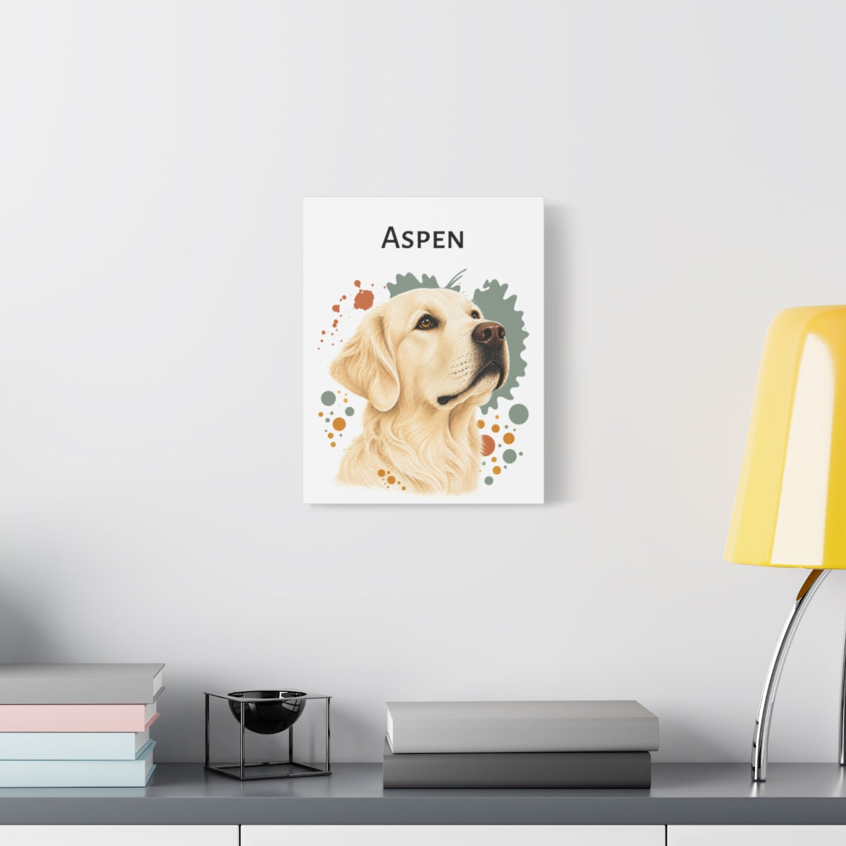 Personalized English Cream Golden Retriever Canvas, Custom Dog Name Portrait, Golden Retriever Lover Gift