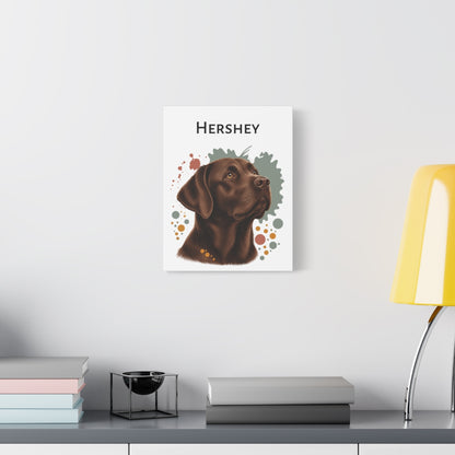 Personalized Chocolate Lab Canvas, Custom Dog Name Portrait, Labrador Retriever Gift, Lab Lover Wall Art