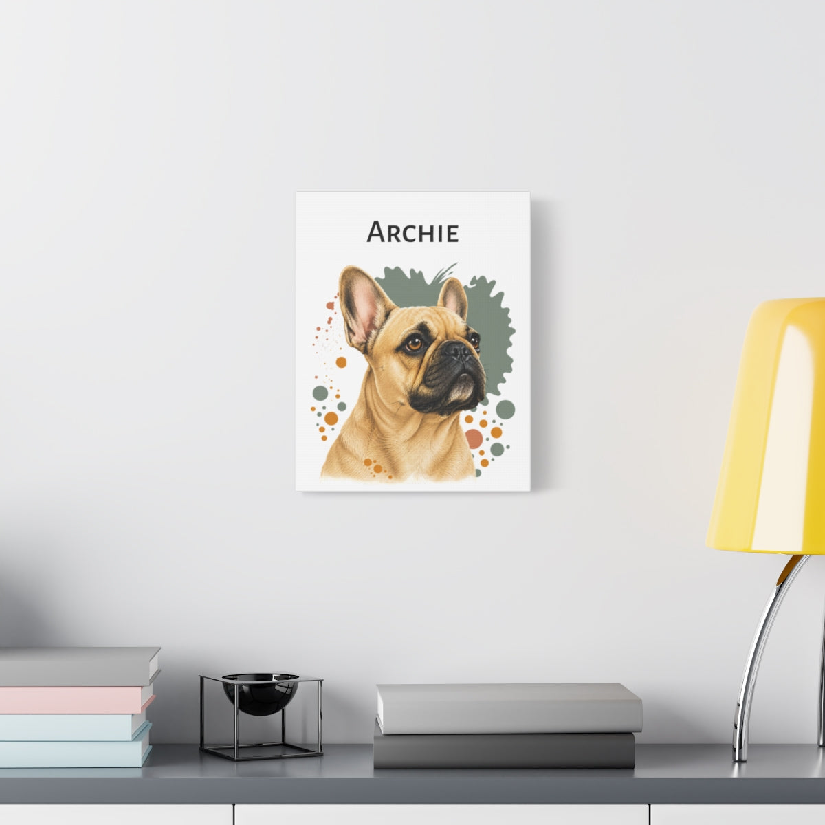 Personalized French Bulldog Canvas, Custom Dog Name Portrait, Frenchie Lover Gift, Dog Wall Art