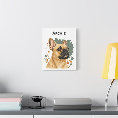 Personalized French Bulldog Canvas, Custom Dog Name Portrait, Frenchie Lover Gift, Dog Wall Art