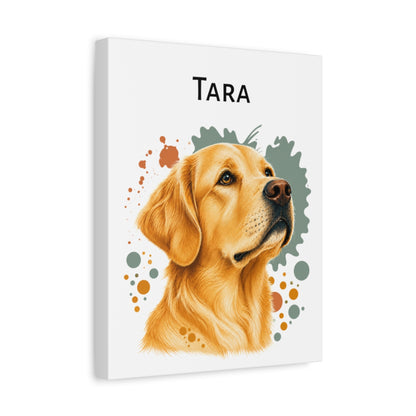 Personalized Golden Retriever Canvas, Custom Dog Name Portrait, Golden Retriever Gift, Dog Wall Art