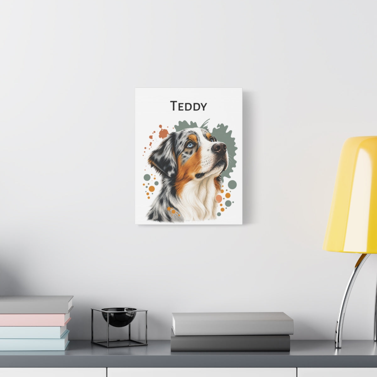 Personalized Australian Shepherd Canvas, Custom Dog Name Portrait, Aussie Dog Lover Gift, Pet Wall Art
