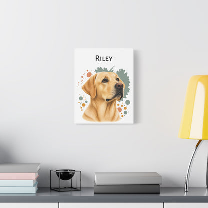 Personalized Yellow Lab Canvas, Custom Dog Name Portrait, Labrador Retriever Gift, Lab Lover Wall Art
