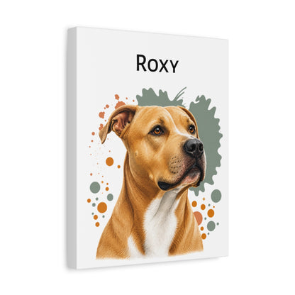 Personalized Pitbull Canvas, Custom Dog Name Portrait, Pit Bull Lover Gift, Dog Wall Art