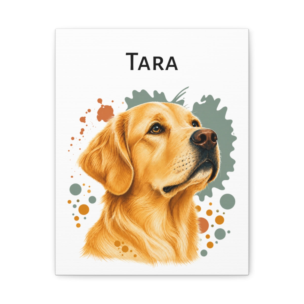 Personalized Golden Retriever Canvas, Custom Dog Name Portrait, Golden Retriever Gift, Dog Wall Art