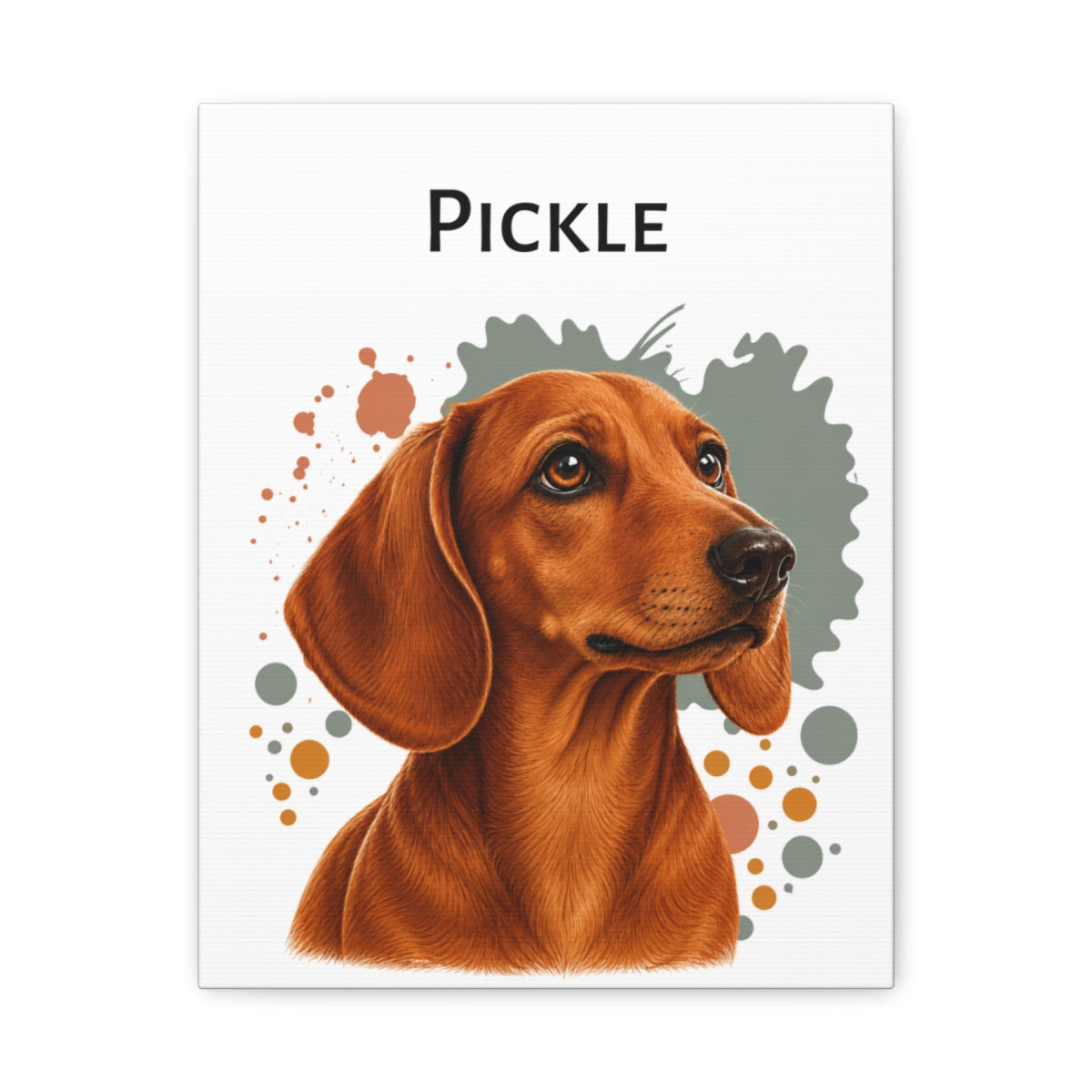 Personalized Red Dachshund Canvas, Custom Dog Name Portrait, Doxie Lover Gift, Wiener Dog Wall Art