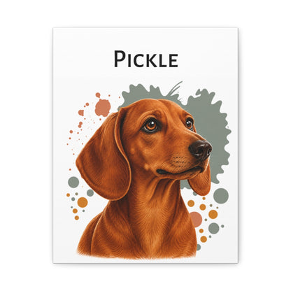 Personalized Red Dachshund Canvas, Custom Dog Name Portrait, Doxie Lover Gift, Wiener Dog Wall Art