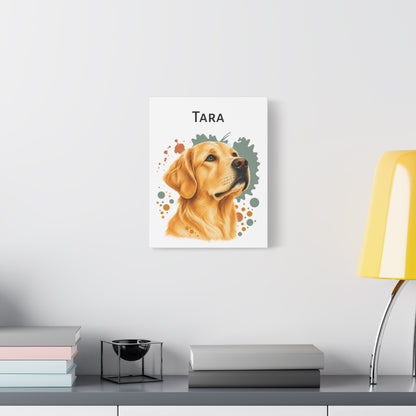Personalized Golden Retriever Canvas, Custom Dog Name Portrait, Golden Retriever Gift, Dog Wall Art
